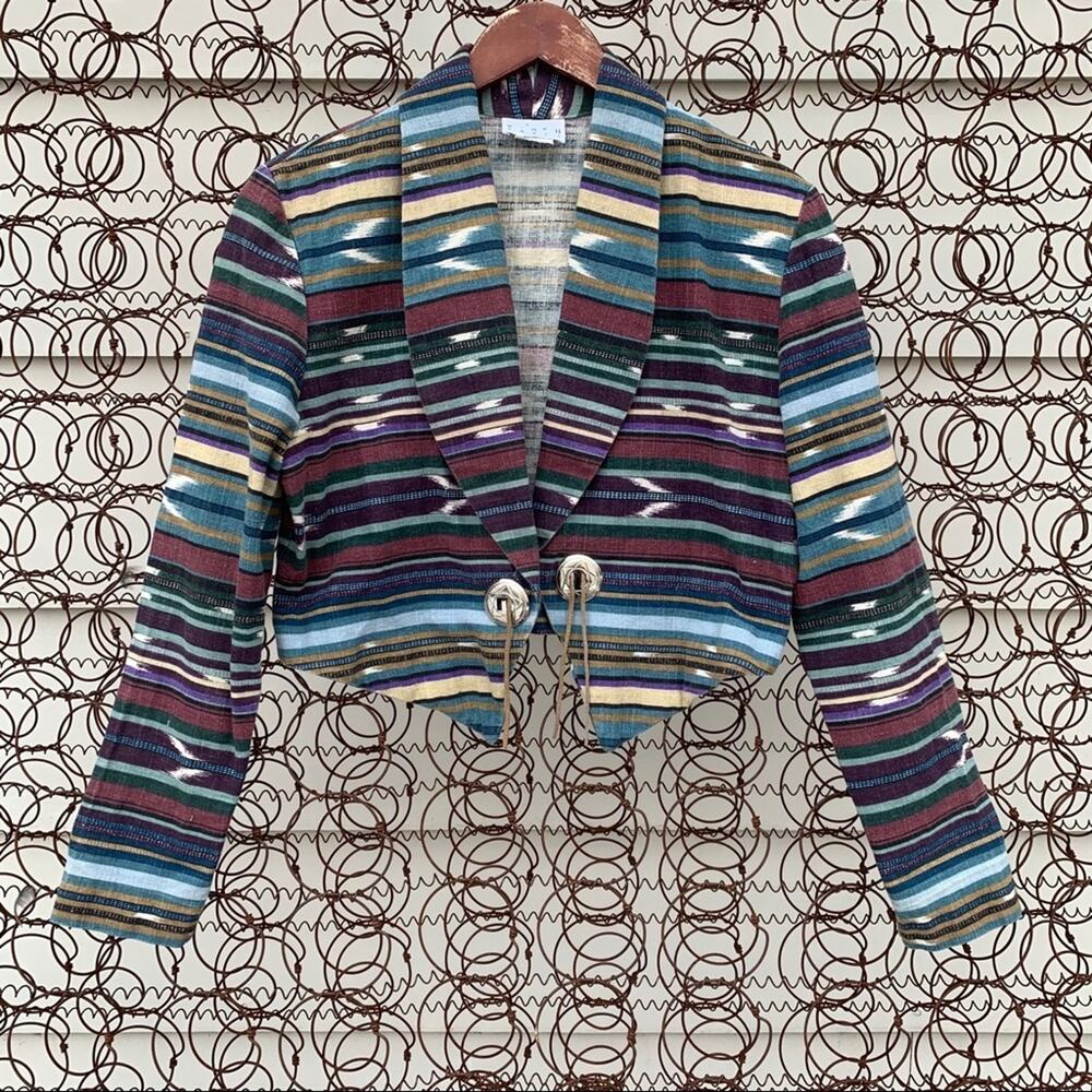 Vintage 90s southwestern Aztec concho crop blazer